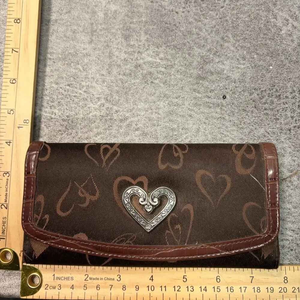 Brown Vintage Heart Print Clutch Wallet